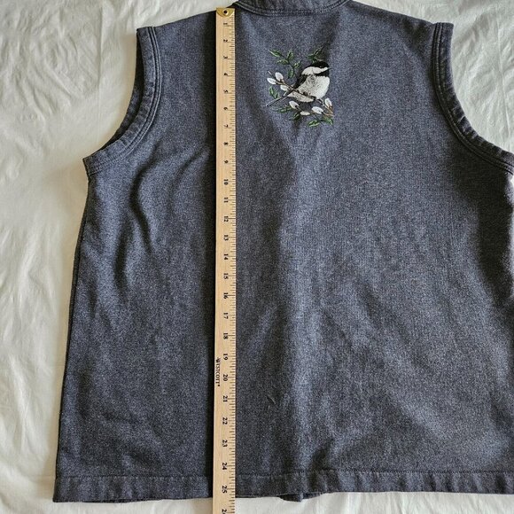 Northern Woods Clothing Co. Vest Womens M Gray V Neck Buttons Fleece Print VTG - Picture 5 of 10
